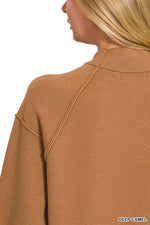 Zenana Viscose Mock Neck Exposed Seam Sweater