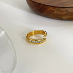 18K Gold-Plated Inlaid Rhinestone Twisted Ring - Ladyez