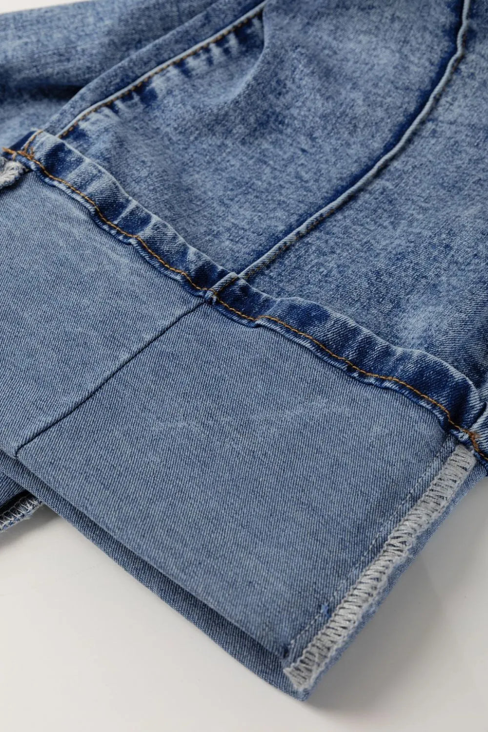 High-Waisted Wide-Leg Cuffed Jeans - Ladyez