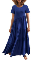 Round Neck Tiered Ruffle Maxi Dress - Ladyez