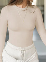 Round Neck Long Sleeve T-Shirt - Ladyez