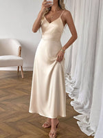 Satin V-Neck Maxi Dress