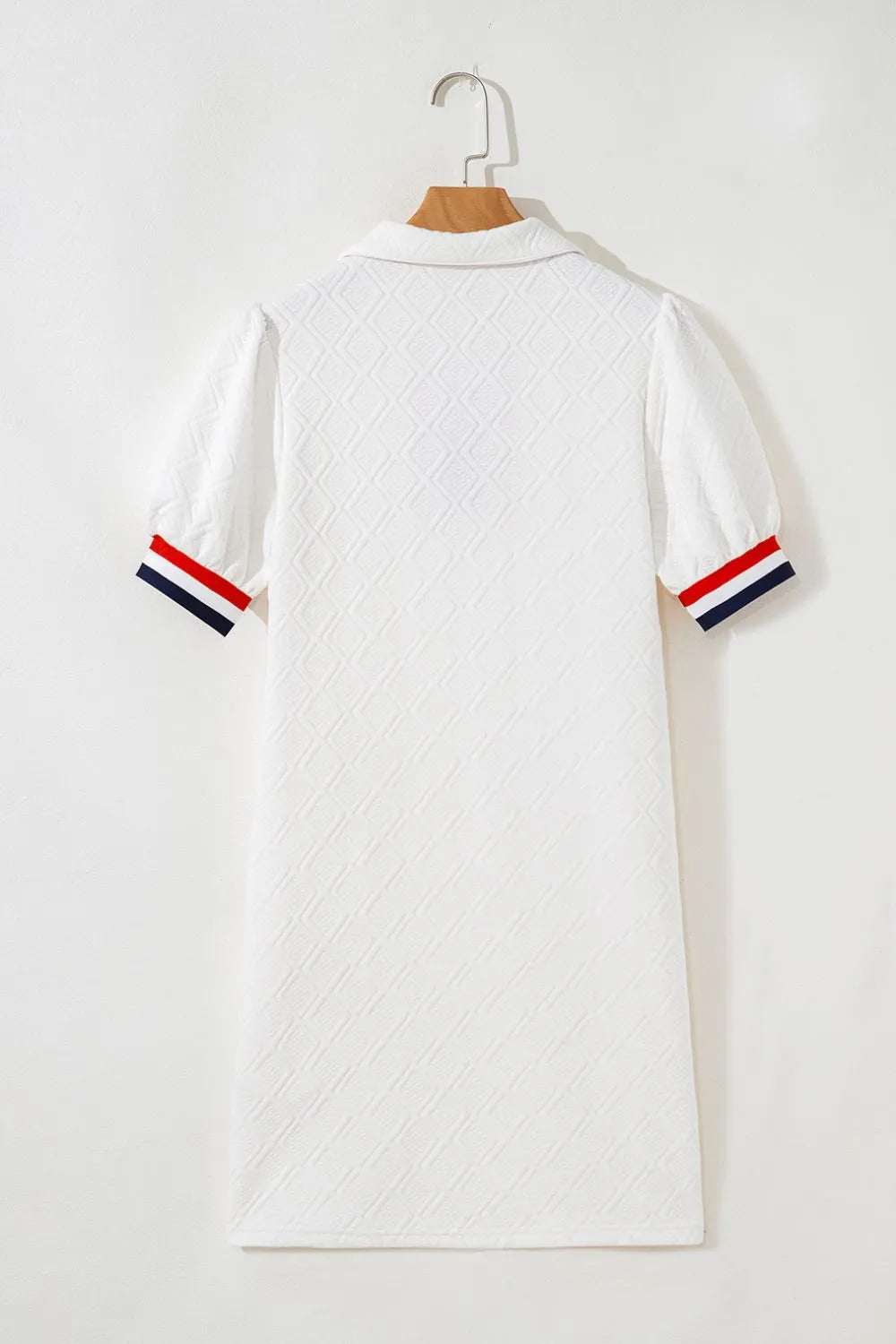 Patriotic American Flag Print Dress with Striped Collar - Ladyez