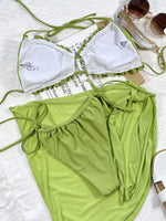 Frill Trill Halter Neck Three-Piece Swim Set - Ladyez