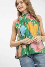 Umgee Multi-Color Floral Halter Neck Boho Top