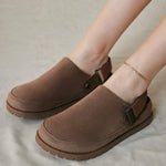 Suede Slip-On Mule Loafers with Adjustable Strap
