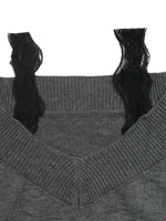 Off-Shoulder Lace Trim Sweater