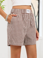 Gingham Elastic Waist Casual Shorts