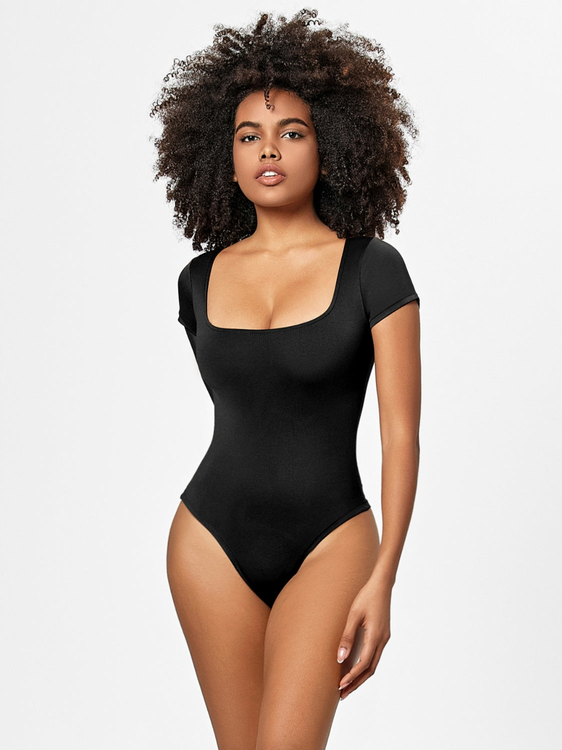 Full Size Square Neck Short Sleeve Bodysuit - Ladyez