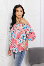Sew In Love Full Size Fresh TakeFloral Cold-Shoulder Top