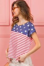 BiBi Star Rpinted with Stripe Combo Top