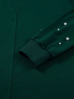 Pearl Embellished Drop Shoulder Pullover Elastic Waist Mini Skirt Set