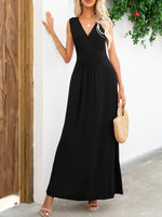 Surplice Neck Sleeveless Maxi Dress - Ladyez