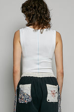 POL Colorful Button Round Neck Ribbed Tank