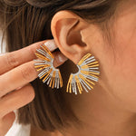 Stainless Steel Fan-Shaped Earrings