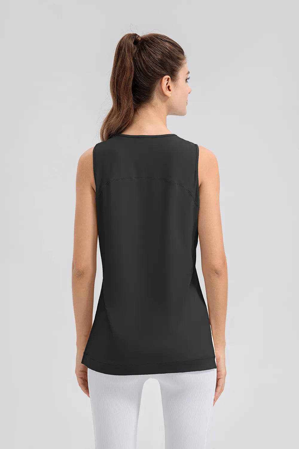 Slit Round Neck Tank - Ladyez