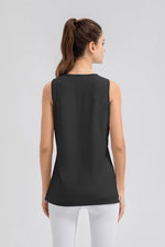 Slit Round Neck Tank - Ladyez