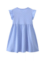 Children's Polka Dot Bunny Embroidered Ruffle Sleeve Dress