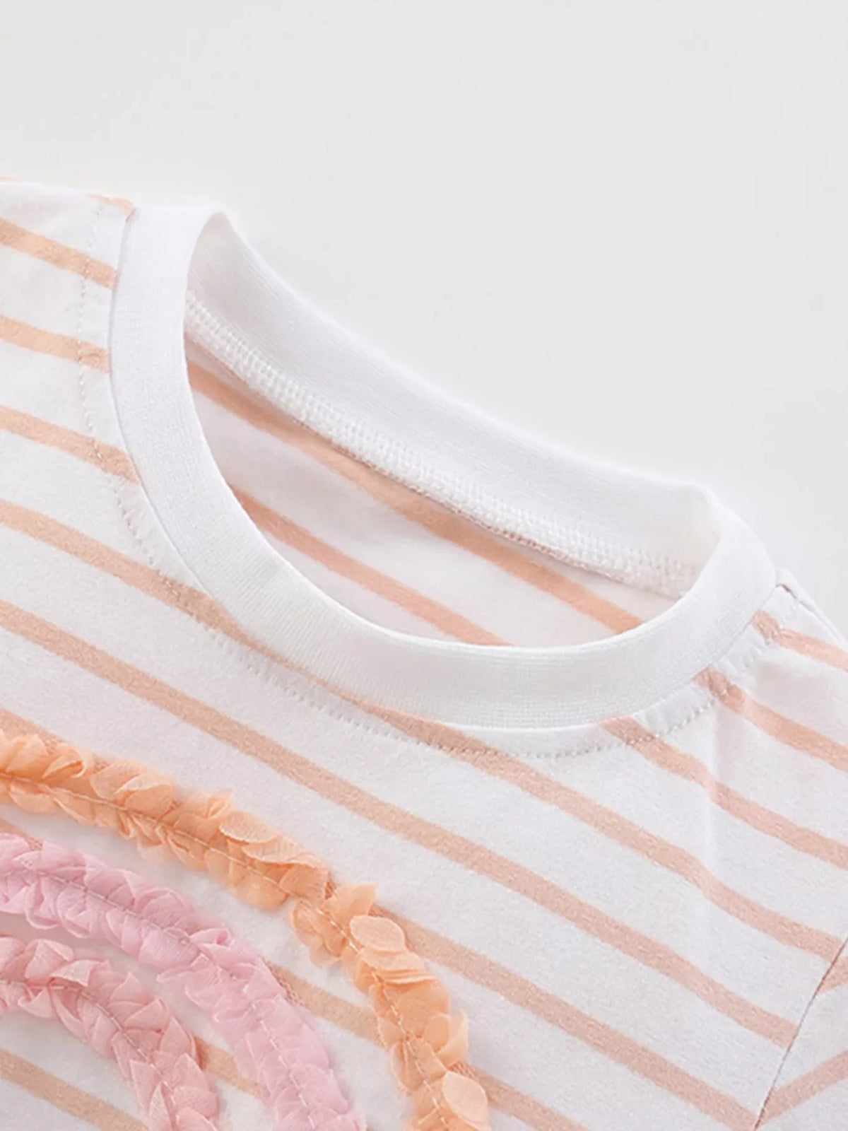 Children's Rainbow Striped Ruffle Trim Tee and Shorts Set
