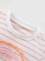 Children's Rainbow Striped Ruffle Trim Tee and Shorts Set