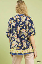 Umgee Apricot Floral Boho Blouse