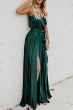 Surplice Tie Waist Maxi Dress - Ladyez