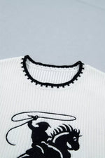 Contrast Trim Round Neck Rodeo Cowboy Sweater Vest