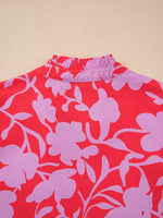 Floral Print Ruffle Hem Shirt Dress