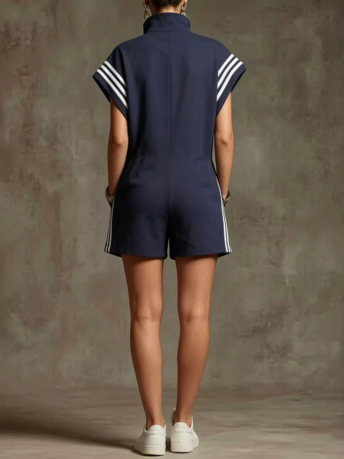 Striped Zip Front Romper