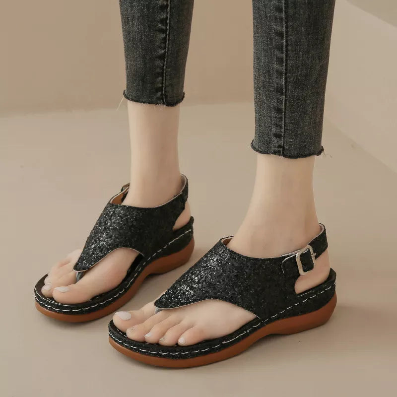Toe Post Wedge Sandals