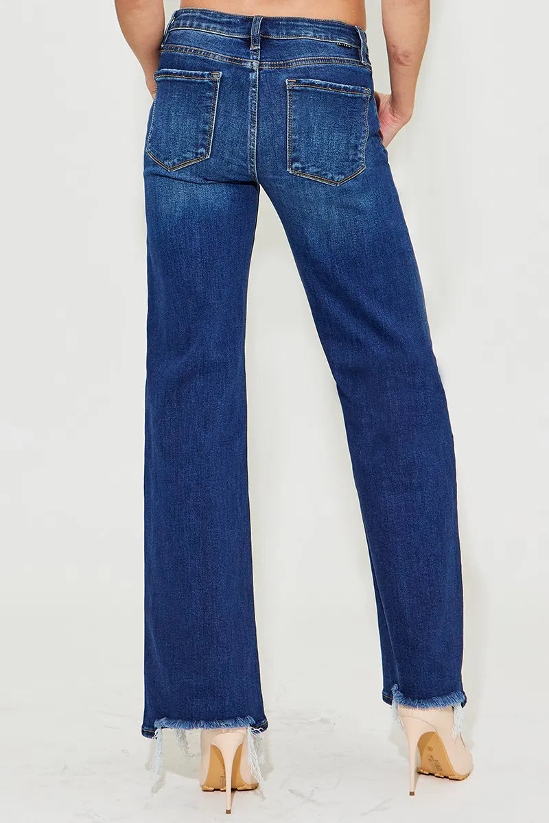 RISEN Full Size Low Rise Wide Leg Jeans Plus Size - Ladyez