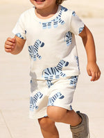 Children's Zebra Print Casual Tee and Shorts Set