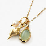 14K Gold-Plated Natural Crystal Conch Pendant Necklace