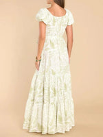 Printed Puff Sleeve Maxi Dress - Ladyez