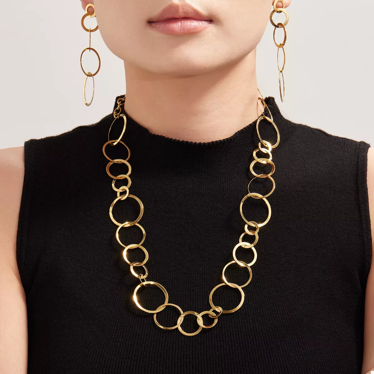 18K Gold-Plated Titanium Steel Round Earrings