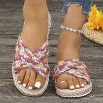 Crisscross Braided Platform Sandals