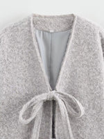 Textured Knit Tie-Front Outerwear