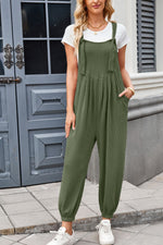 Lovelet Knotted Strap Overalls with Pockets - Ladyez