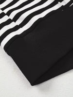 Stripe Exposed Seam Drop Shoulder Casual Pullover Top