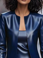 Open Front Leather Jacket & Dress Set