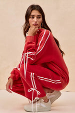 BiBi Side Lined Bow Details Fleece Sweatpants