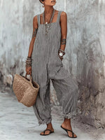 Full Size Striped Square Neck Wide Leg Jumpsuit Plus Size
