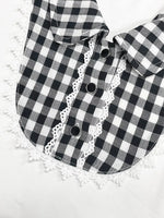 Gingham Collar Slim Fit Blouse