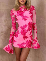 Floral Flounce Sleeve Mini Dress