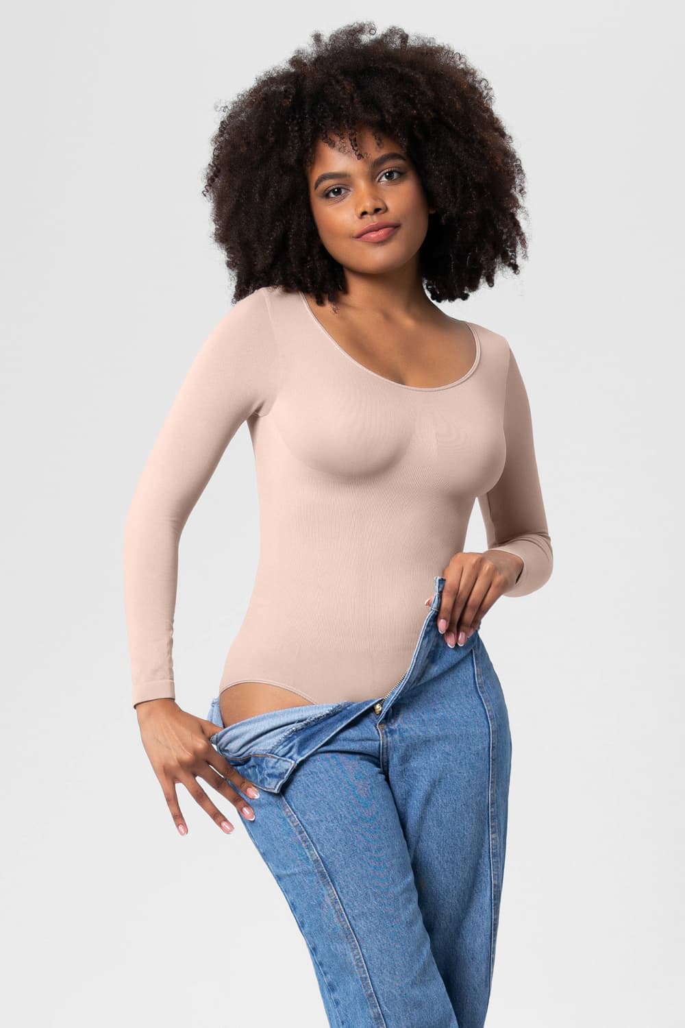Long Sleeve Shaping Bodysuit - Ladyez