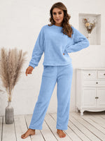 Ivy Lane Teddy Long Sleeve Top and Pants Lounge Set - Ladyez
