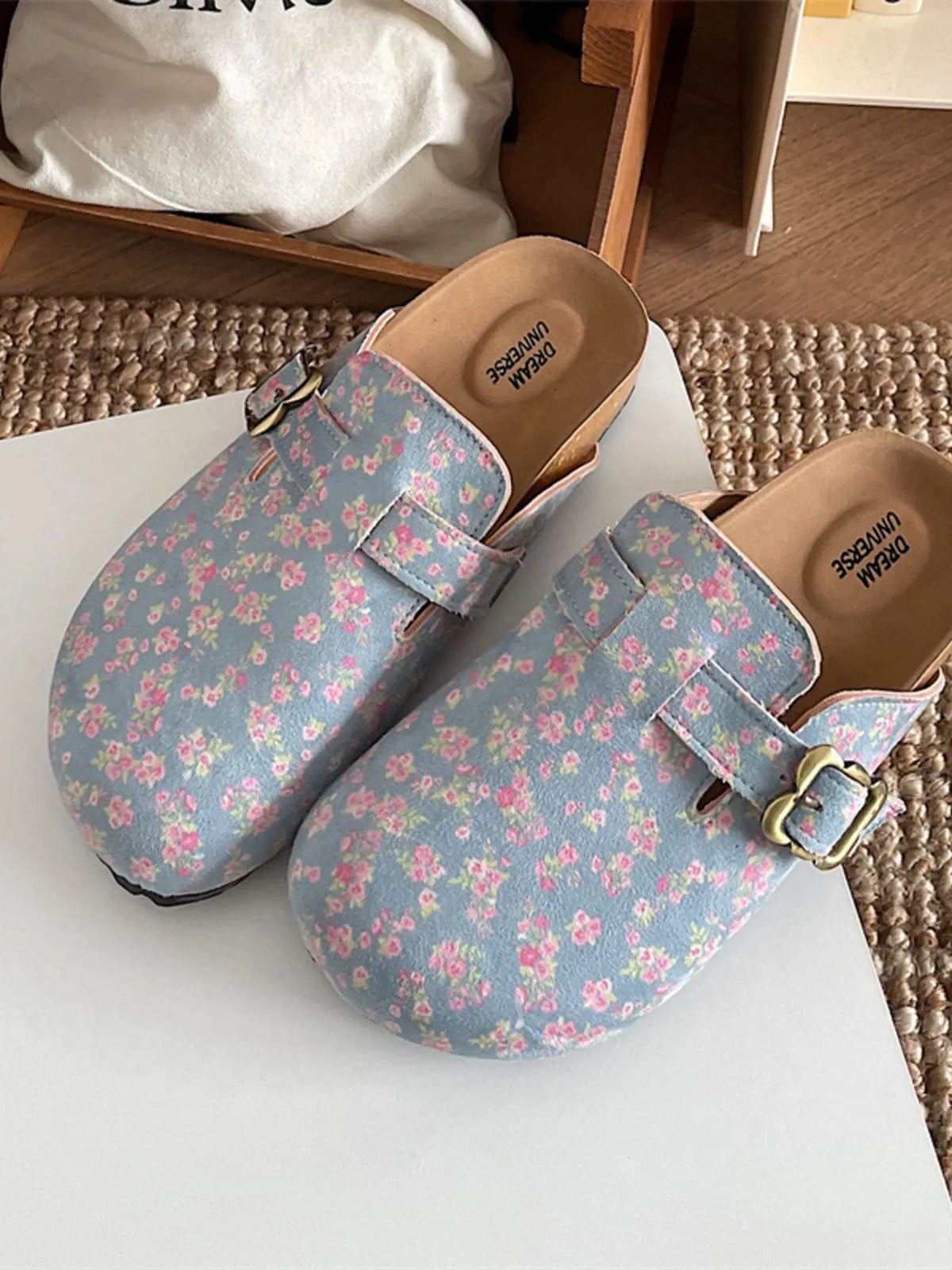 Floral Pattern Round Toe Slip-Ons