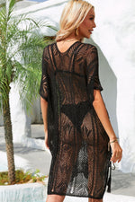 Angel Wings Side Slit Tassel Openwork Cover-Up Dress - Ladyez