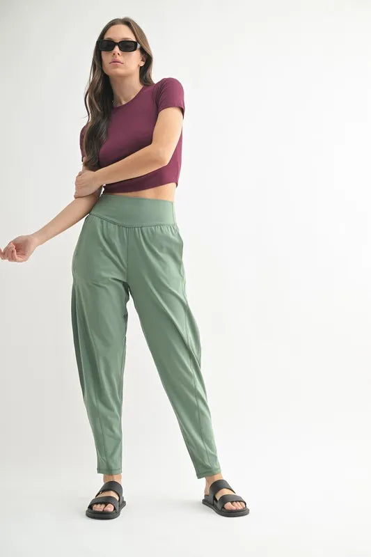 MONO B Flowbarrel High Waist Active Pants - Ladyez