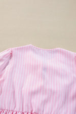 Tie Front Striped Peplum Blouse